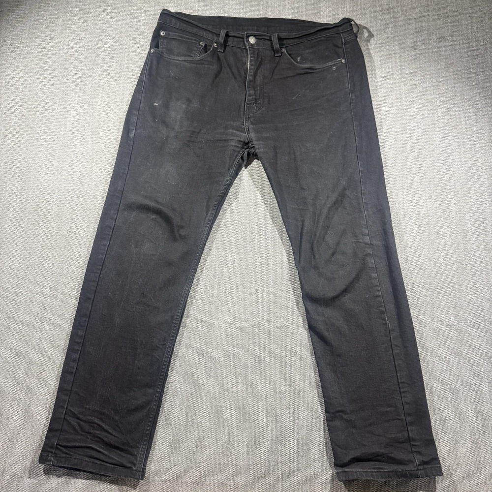 Levis 505 Jeans Mens 34x30 Black Straight Leg Denim Stretch Classic Casual